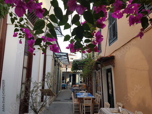 preveza city in summer afternoon greece alleys restaurants photo