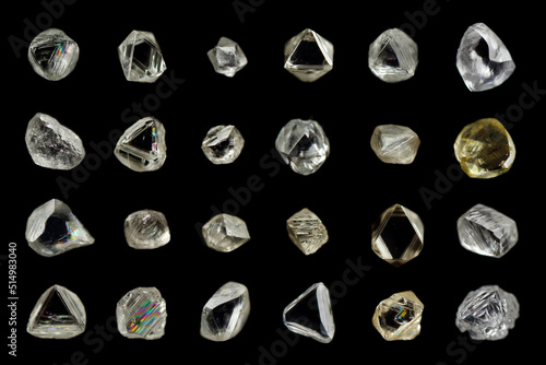 Sample of rough diamond crystal found in natural crystal forms