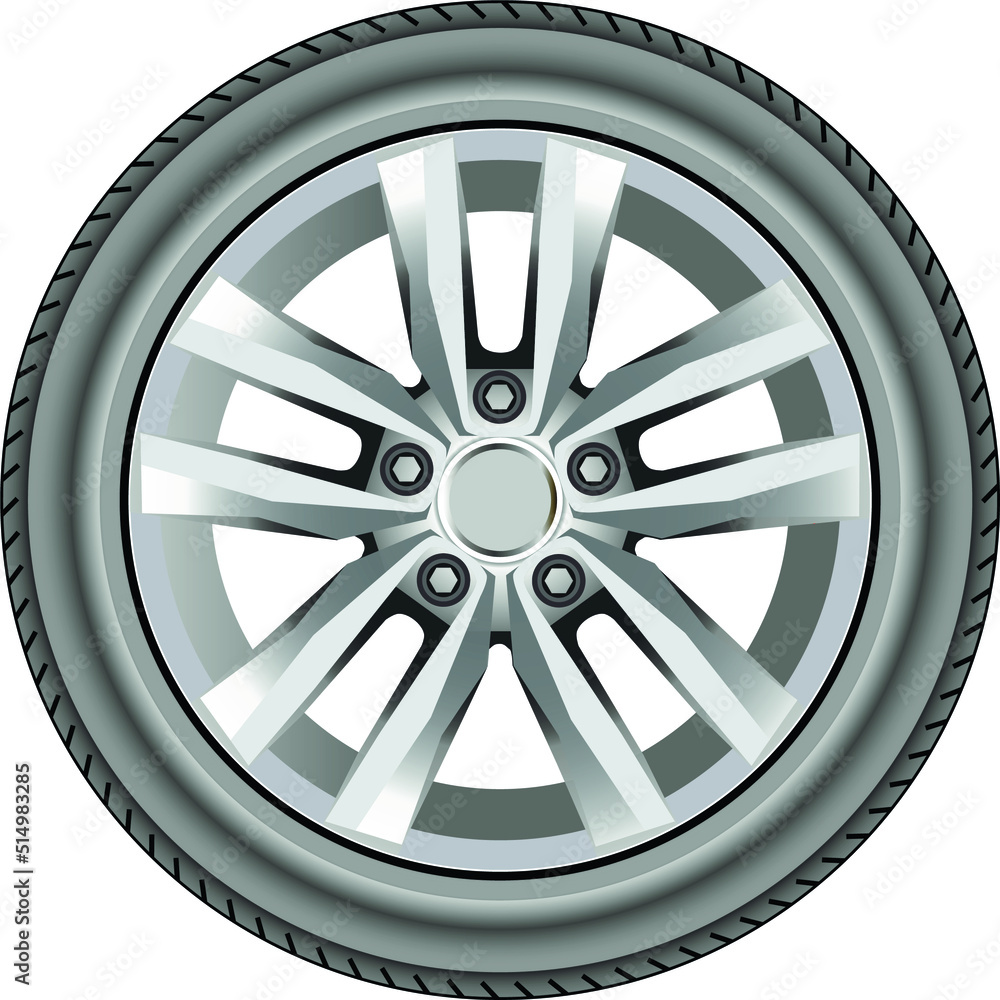 Obraz premium alloy wheel tyre against white background, abstract art illustration