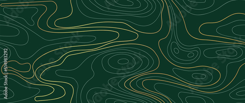 Seamless mountain topographic map background vector. Gold and luxury wallpaper design for wall arts, fabric , packaging , web, banner, app, wallpaper