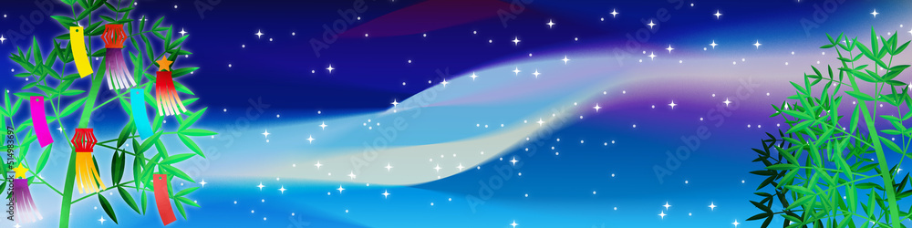 夏 七夕ブログヘッダー背景壁紙イラスト 夏 七夕ブログヘッダー背景壁紙イラスト