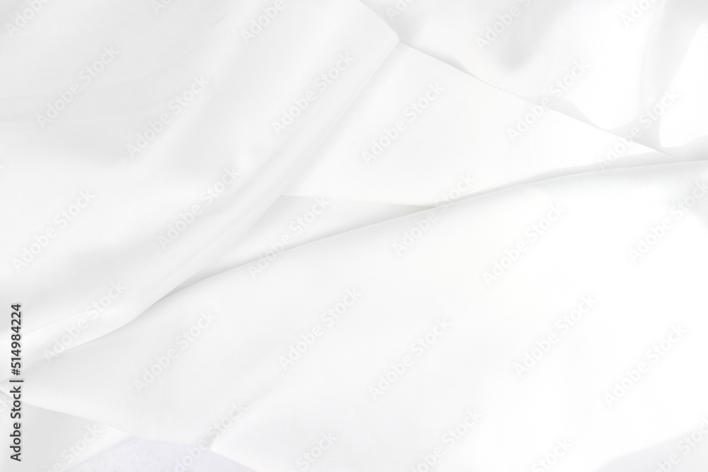 Abstract white fabric texture background. Wave soft fabric.