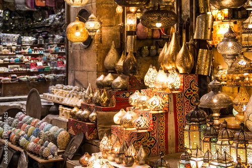 Selling souvenirs at the famous Khan el Khalili market in Old Cairo
