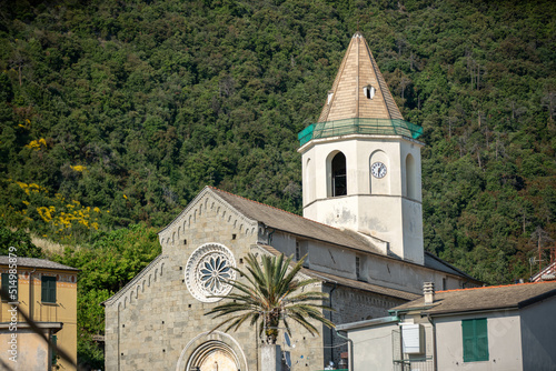 Church in Cinque Terre in Italy. Beautiful little Church in small town