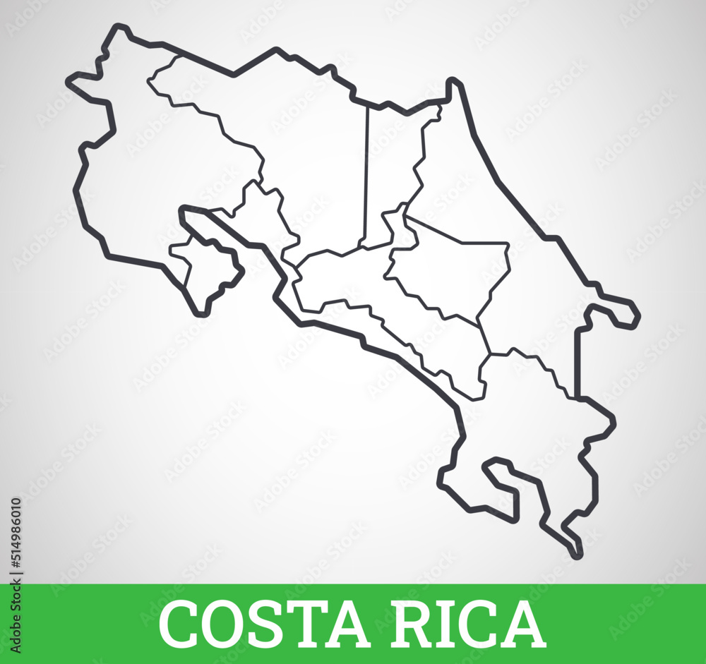 Simple outline map of Costa Rica. Vector graphic illustration.