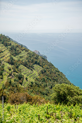 Beautiful view of Paradise. Cinque Terre in Italy. Mediterranean Sea