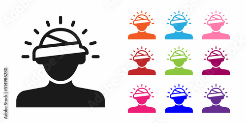 Black Concussion, headache, dizziness, migraine icon isolated on white background. Set icons colorful. Vector