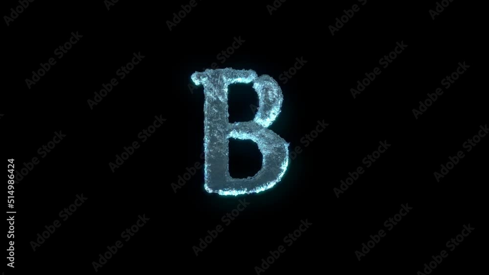 The Letter B Of Ice Isolated On Black With Alpha Matte. The Letter B Of Ice Isolated On Black With Alpha Matte.