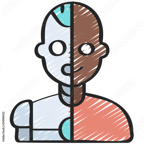 Half Human Half Robot Icon