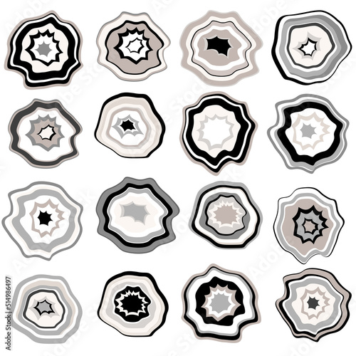 Black and white agate stones collection