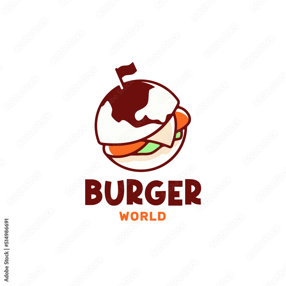 Fototapeta premium Creative Burger World Concept Logo Template