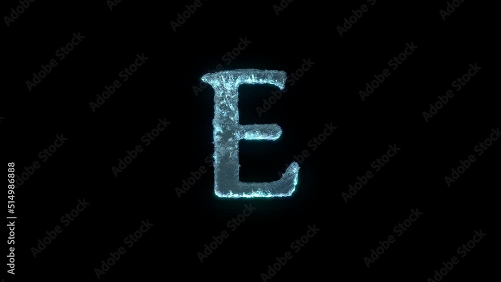 The Letter E Of Ice Isolated On Black With Alpha Matte. The Letter E Of Ice Isolated On Black With Alpha Matte.