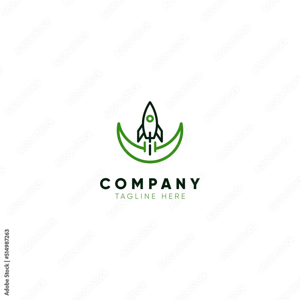 Simple rocket logo concept design, Vector illustration.