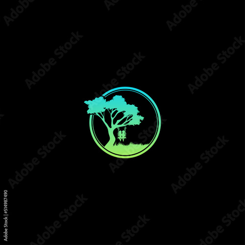 Tree Logo  with swing vector illustration.