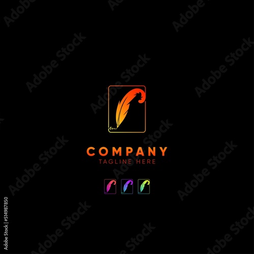 Feather pen logo, Simple and creative logo design.
