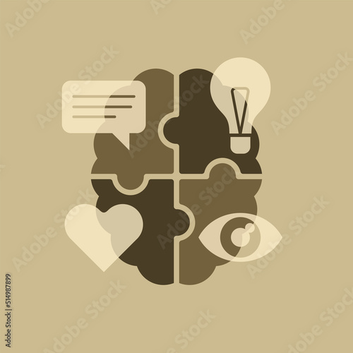 Cognitive Psychology - puzzle pieces as a brain photo
