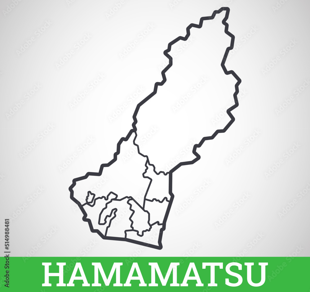 Simple outline map of Hamamatsu, Shizouka, Japan. Vector graphic illustration. Simple outline map of Hamamatsu, Shizouka, Japan. Vector graphic illustration.
