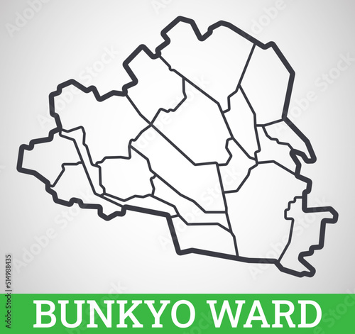 Simple outline map of Bunkyo Ward, Tokyo. Vector graphic illustration. photo