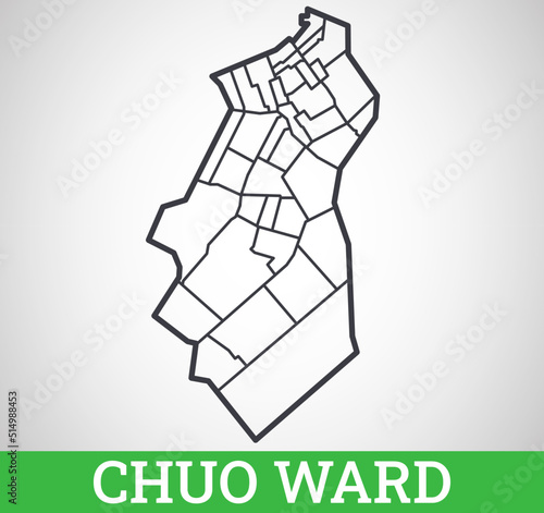 Simple outline map of Chuo Ward, Tokyo. Vector graphic illustration. photo