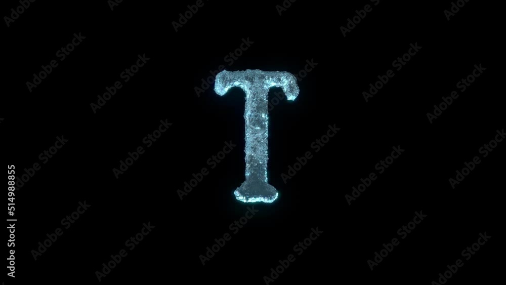 The Letter T Of Ice Isolated On Black With Alpha Matte. The Letter T Of Ice Isolated On Black With Alpha Matte.