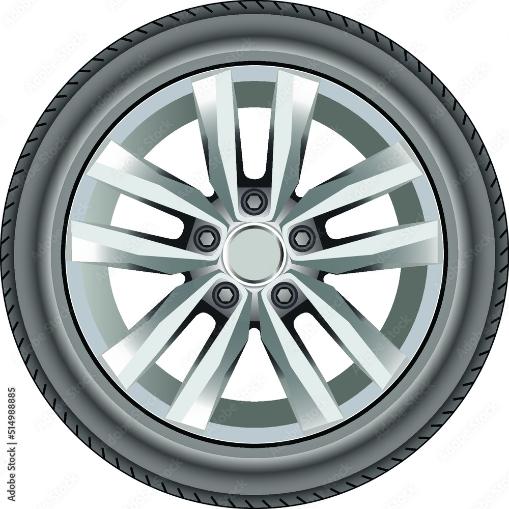 Obraz premium Realistic alloy wheel car tire style sport on white background vector illustration.