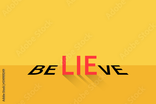 Fototapeta Believe concept of lie on yellow background