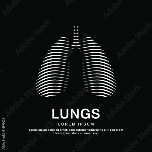 Human Lungs medical structure. simple line art Vector logo Lungs color silhouette on a  dark background. EPS 10
