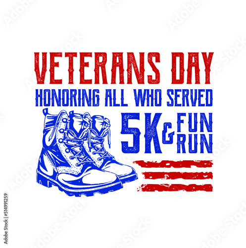 Editable Veterans Day Boots 5K Running Event Illustration