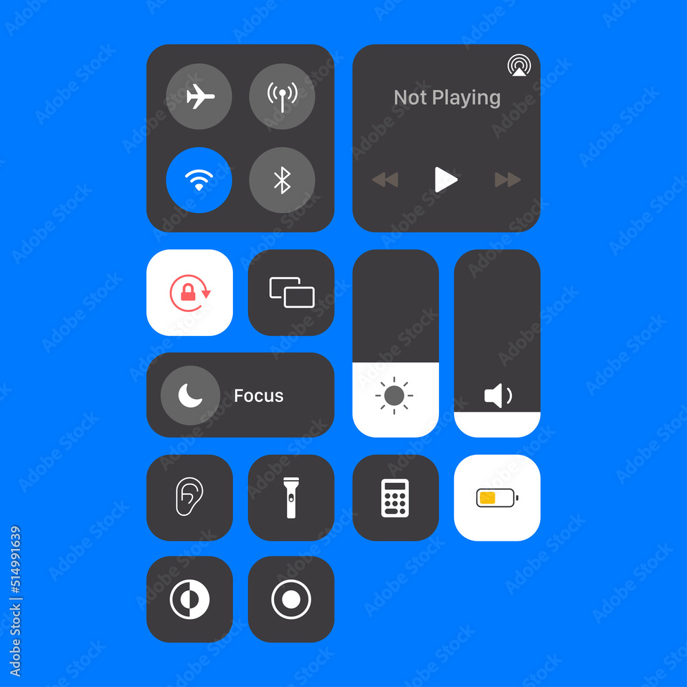 Control center icon isolated on background. Screen buttons symbol