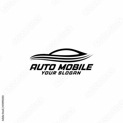 Car logo in simple line graphic design template vector