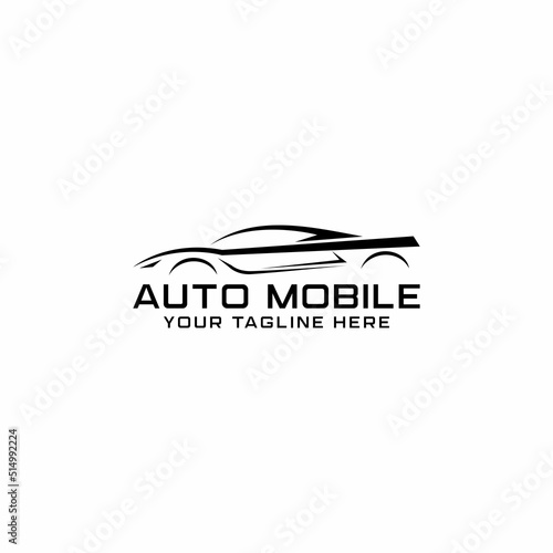 Automotive logo with a car shadow icon
