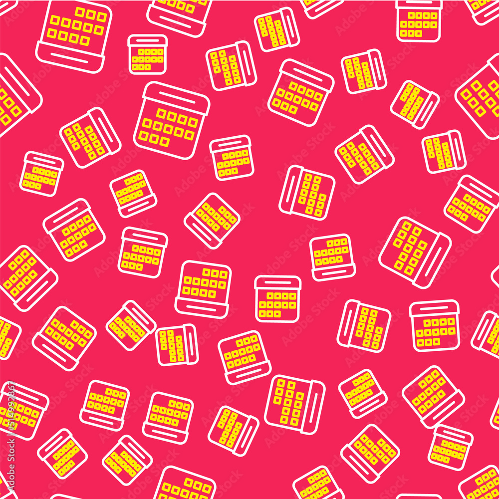 Line Calendar icon isolated seamless pattern on red background. Event reminder symbol. Vector Line Calendar icon isolated seamless pattern on red background. Event reminder symbol. Vector