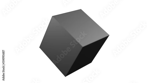 Black and white cube animated on white 