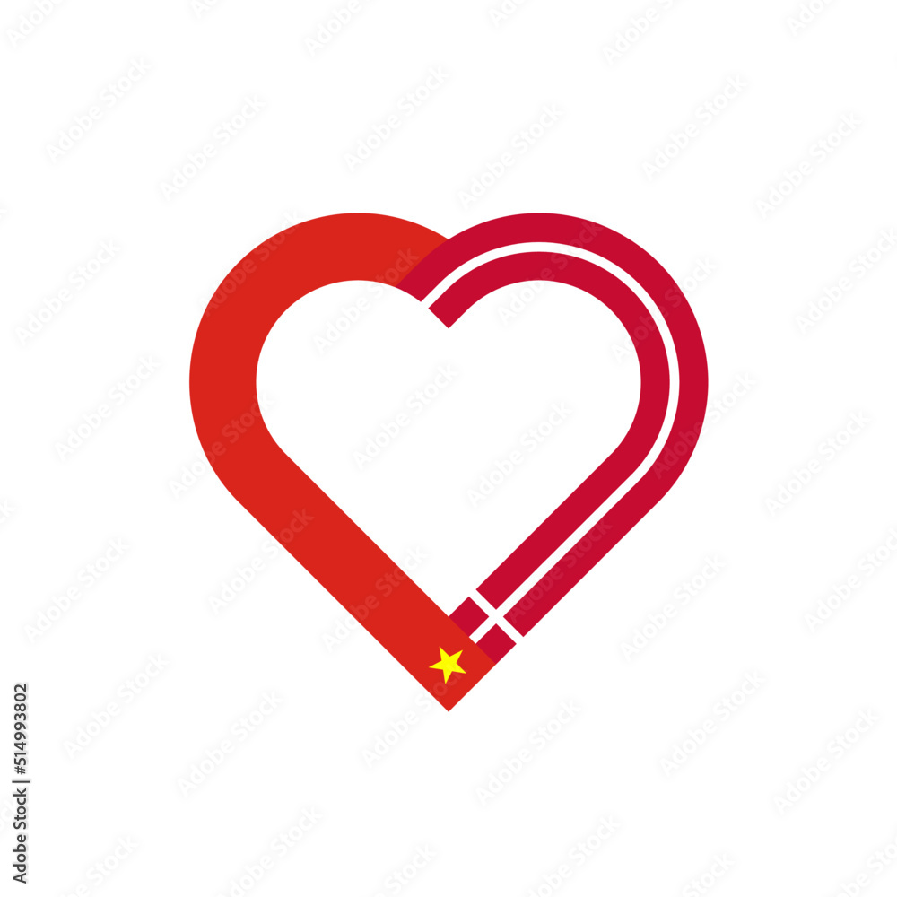 friendship concept. heart ribbon icon of vietnam and denmark flags. vector illustration isolated on white background
