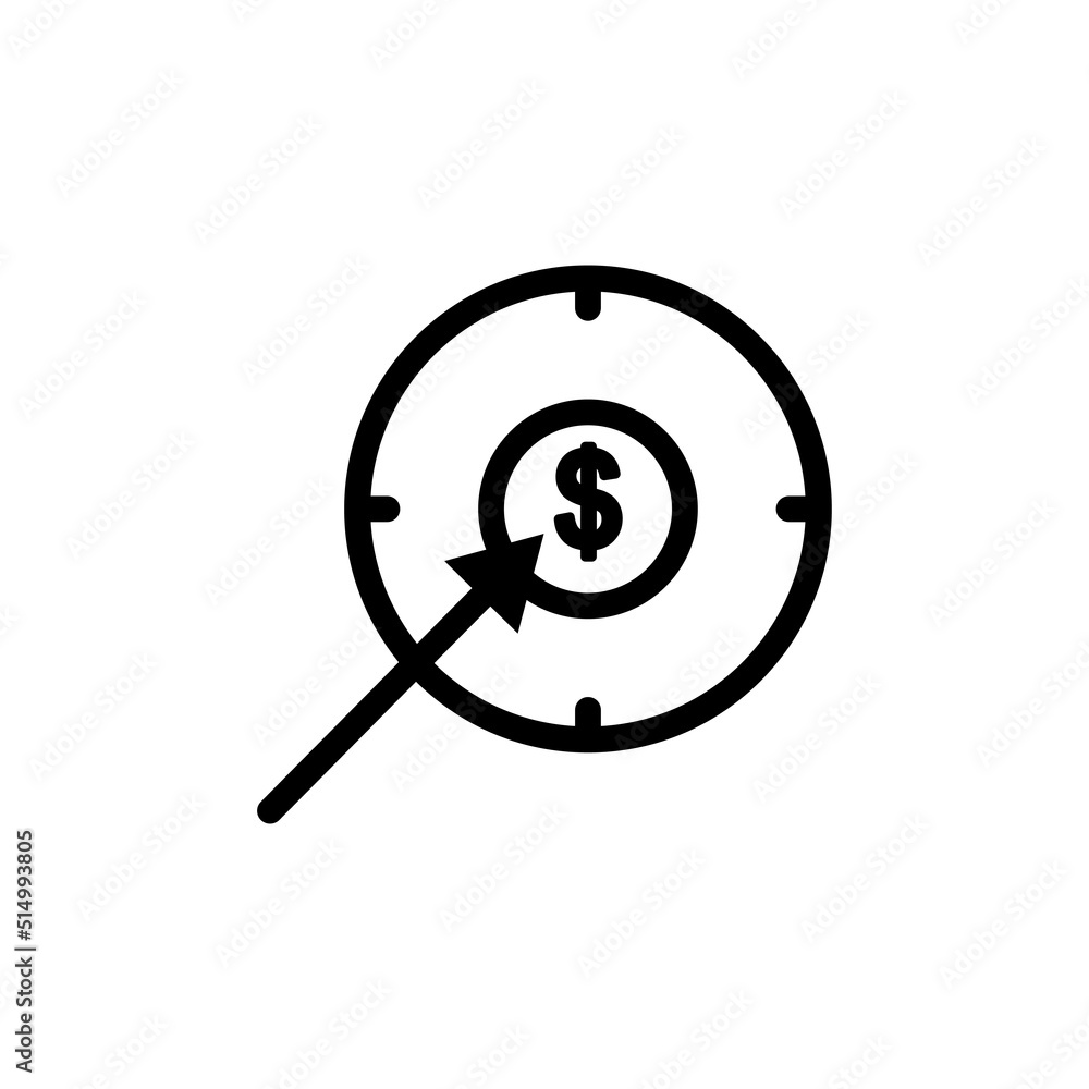 Target icon with dollar. Suitable for entrepreneur icon, business. line icon style. Simple design editable Target icon with dollar. Suitable for entrepreneur icon, business. line icon style. Simple design editable