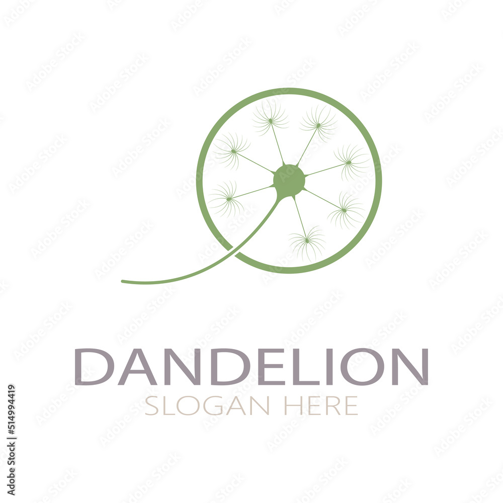 Dandelion flower logo with stem and leaves. Using modern vector concept design symbol icon illustration Dandelion flower logo with stem and leaves. Using modern vector concept design symbol icon illustration