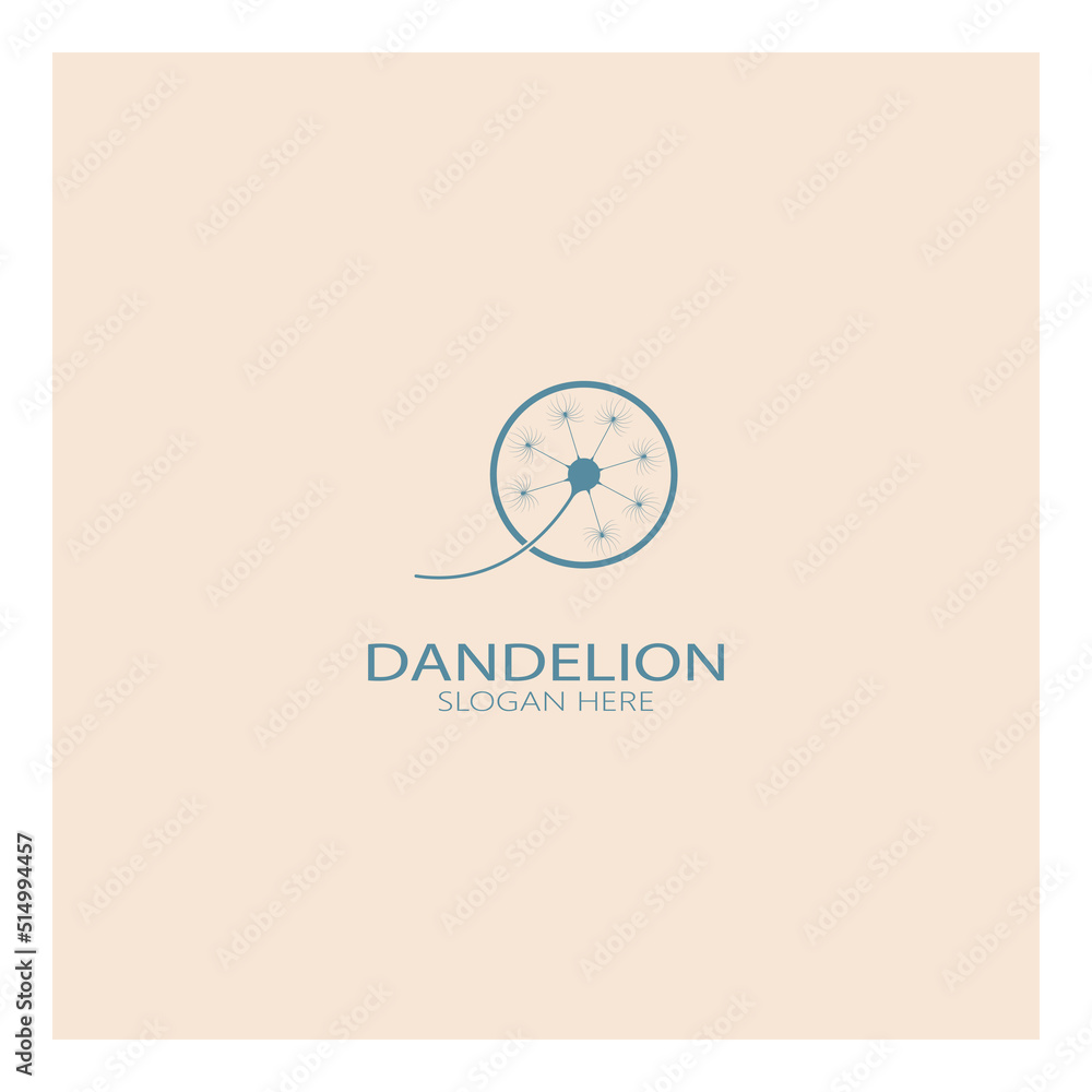 Dandelion flower logo with stem and leaves. Using modern vector concept design symbol icon illustration Dandelion flower logo with stem and leaves. Using modern vector concept design symbol icon illustration