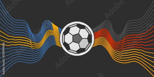 Flags of countries participating to the football tournament. Germany and Sweden national flags. Soccer ball in the center