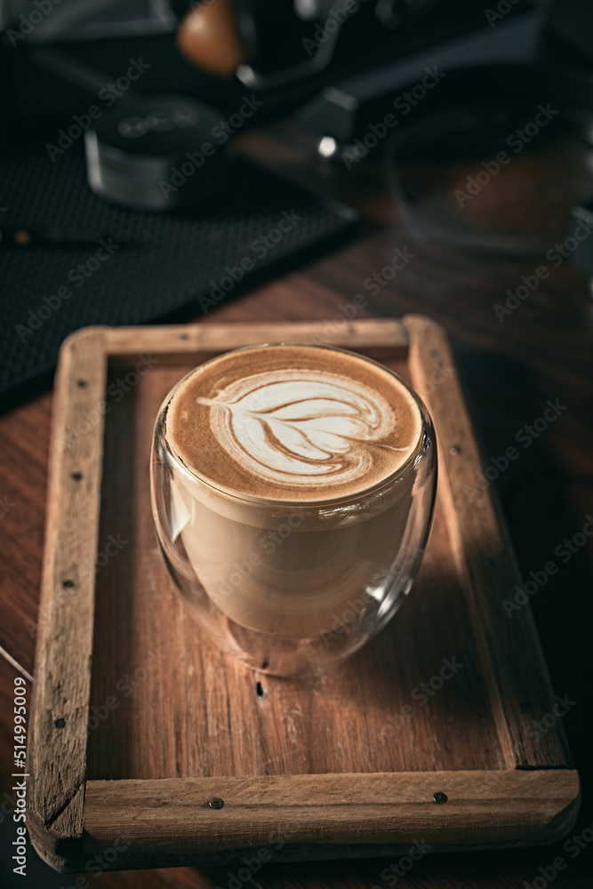 Selective focus cup of hot latte art coffee Selective focus cup of hot latte art coffee