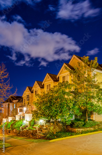 Luxury house with big tree and nice landscape at night in Vancouver  Canada  North America. Night time on May 2022