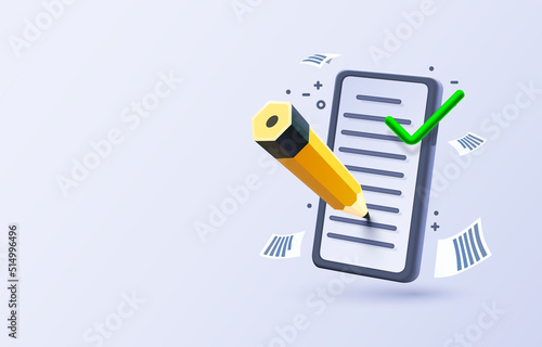 Mobile document check list service, organization management, Smartphone mobile screen, technology mobile display. Vector