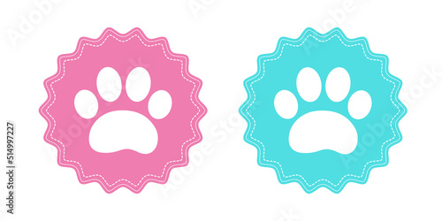 Labels or stickers set icons with paw prints pastel color