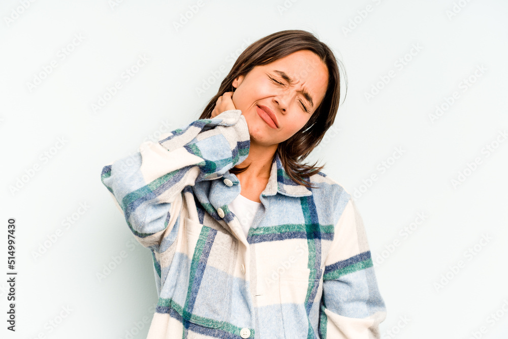 Young hispanic woman isolated on blue background having an idea, inspiration concept. Young hispanic woman isolated on blue background having an idea, inspiration concept.