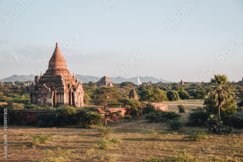 Buddhist temple in the ancient city of Bagan, Myanmar on a sunny day © LeaGuPhoto