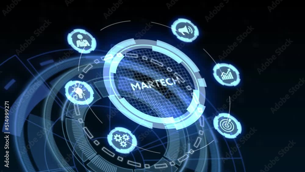 Martech marketing technology concept on virtual screen interface. Business, Technology, Internet and network concept. Martech marketing technology concept on virtual screen interface. Business, Technology, Internet and network concept.