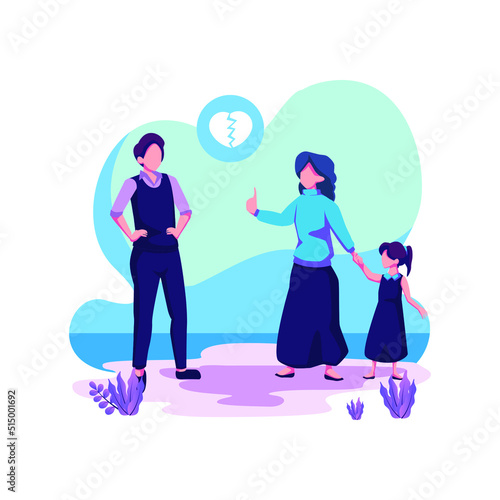 Child custody flat style illustration design