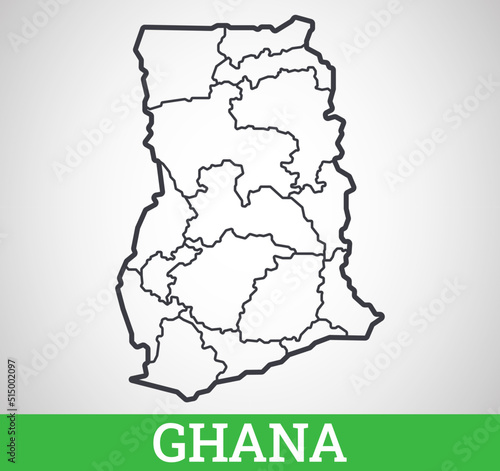 Simple outline map of Ghana. Vector graphic illustration.