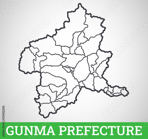 Simple outline map of Gunma Prefecture, Japan. Vector graphic illustration. photo