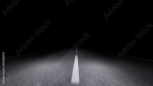 Car driving high speed at night on bumpy highway, low angle cinematic view in 4K UHD, seamless loop