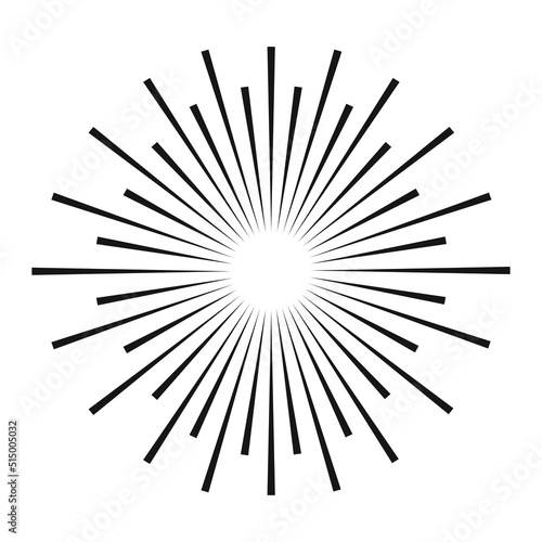 Sunburst vector black color line isolated on white background. 10 eps